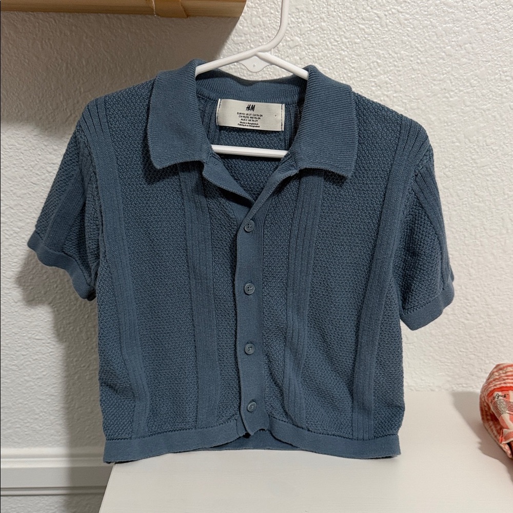 H&M Kids Slate Blue Short-Sleeve Knit Polo